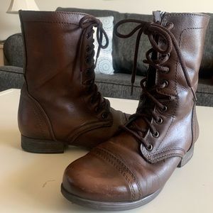Steve Madden Troopa Lace-up Combat Boots Genuine Leather